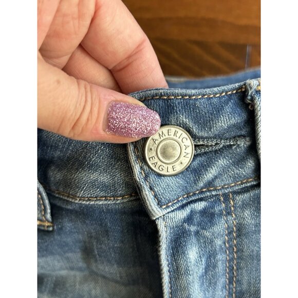 American Eagle Outfitters Jean Shorts Cut-Off High Rise Shortie 4 Distressed - Picture 3 of 8